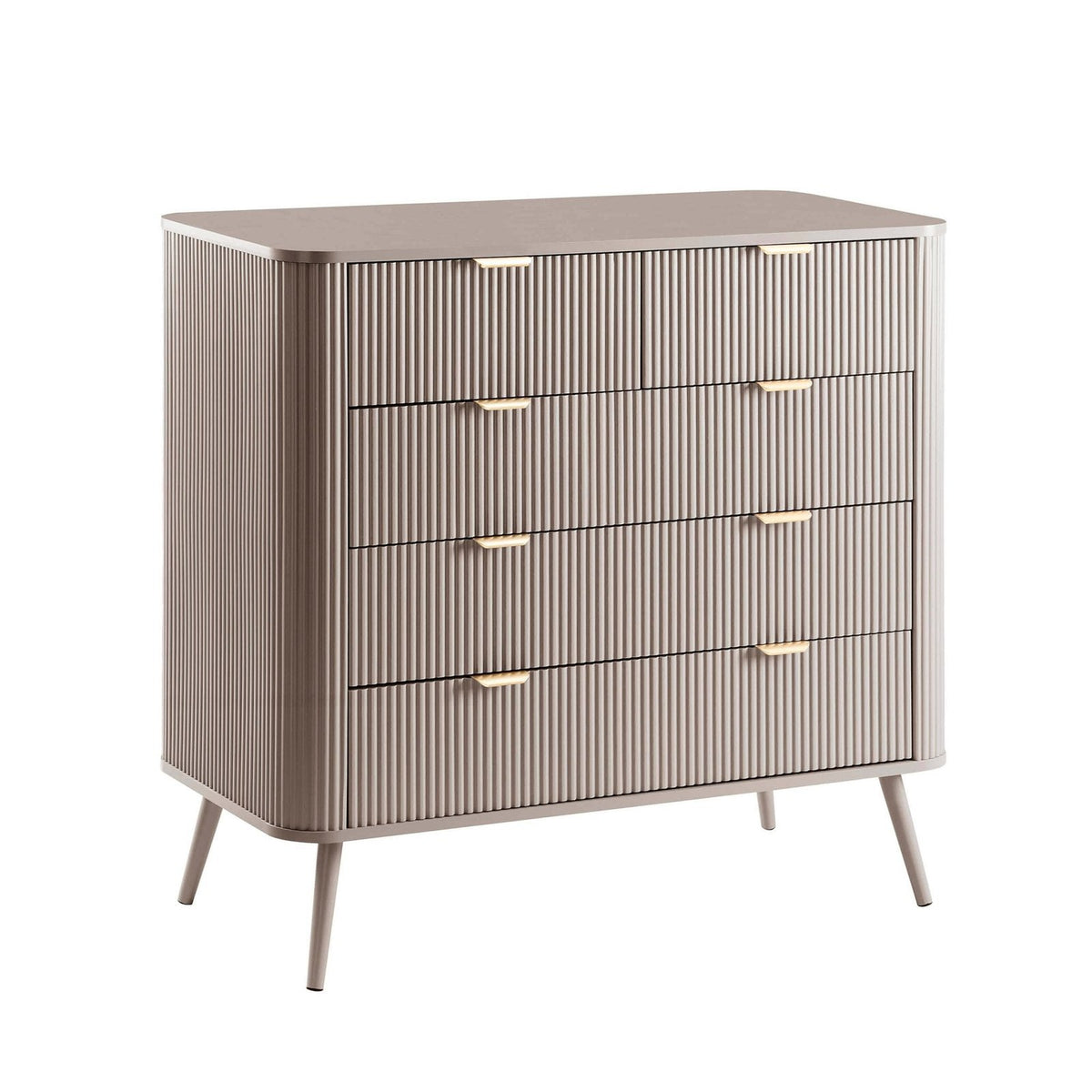 Hattie 5 Drawer Feather & Black Chest - Taupe