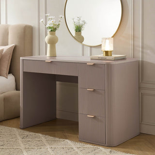 Hattie Large Dressing Table Black & Feather with Drawers - Taupe