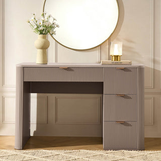 Hattie Large Dressing Table Black & Feather with Drawers - Taupe