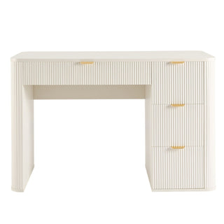 Hattie Large Dressing Table Black & Feather with Drawers - Warm White