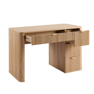 Hattie Large Dressing Table with Drawers  - Light Wood – Feather & Black
