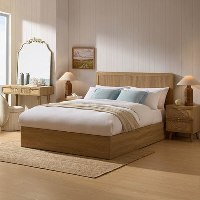 Hattie Ottoman Storage Bed - Light Wood – Black & Feather