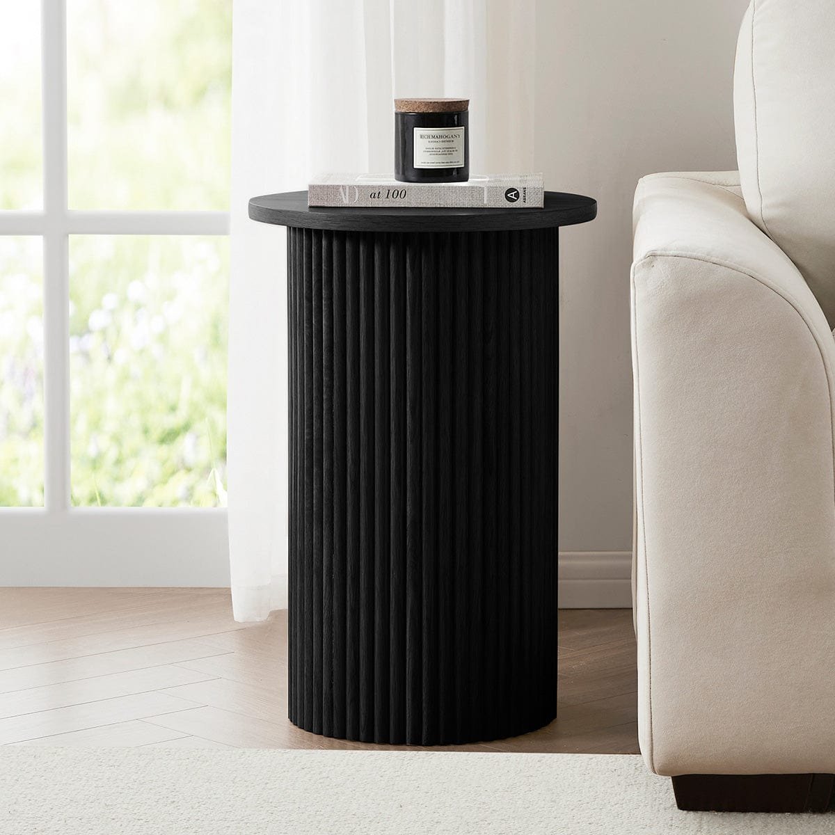 Hattie Round Pedestal Side Table - Black – Feather & Black