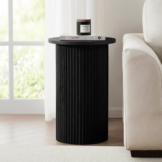Hattie Round Pedestal Side Table - Black – Feather & Black
