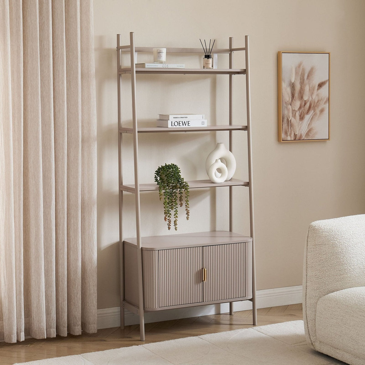 Hattie Shelving Feather & Black Unit - Taupe