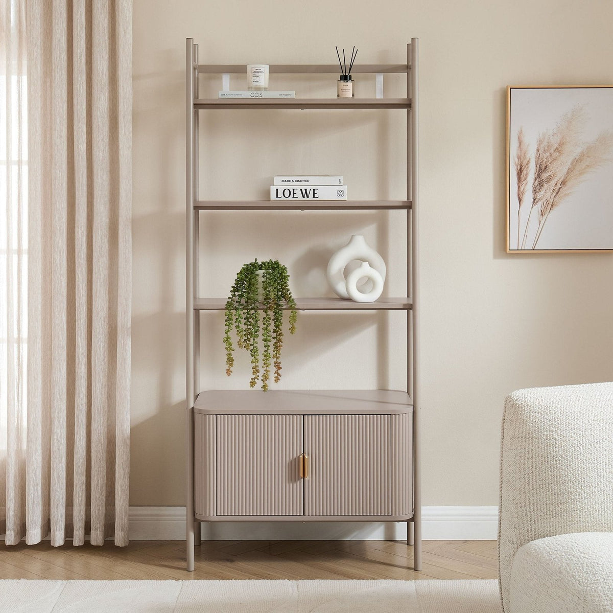 Hattie Shelving Feather & Black Unit - Taupe