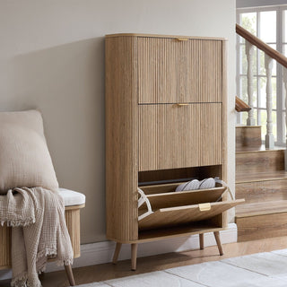 Hattie Shoe Cabinet Black & Feather - Light Wood