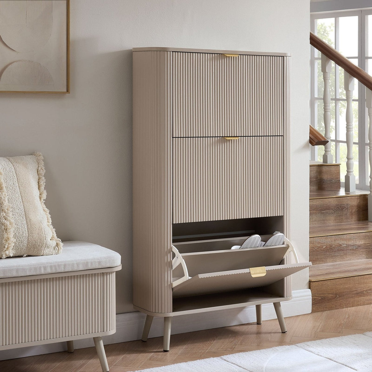 Hattie Shoe Cabinet - Taupe – Feather & Black
