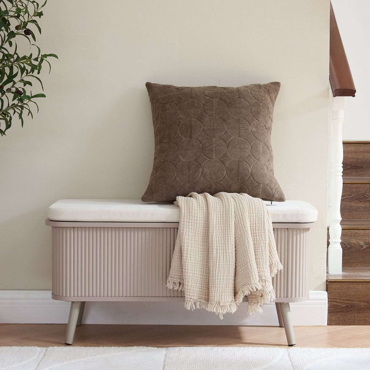 Hattie Storage Bench - Taupe – Black & Feather