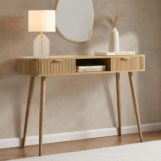 Hattie Storage Dressing Table Console - Light Wood – Feather & Black