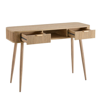 Hattie Storage Dressing Table Console - Light Wood – Feather & Black