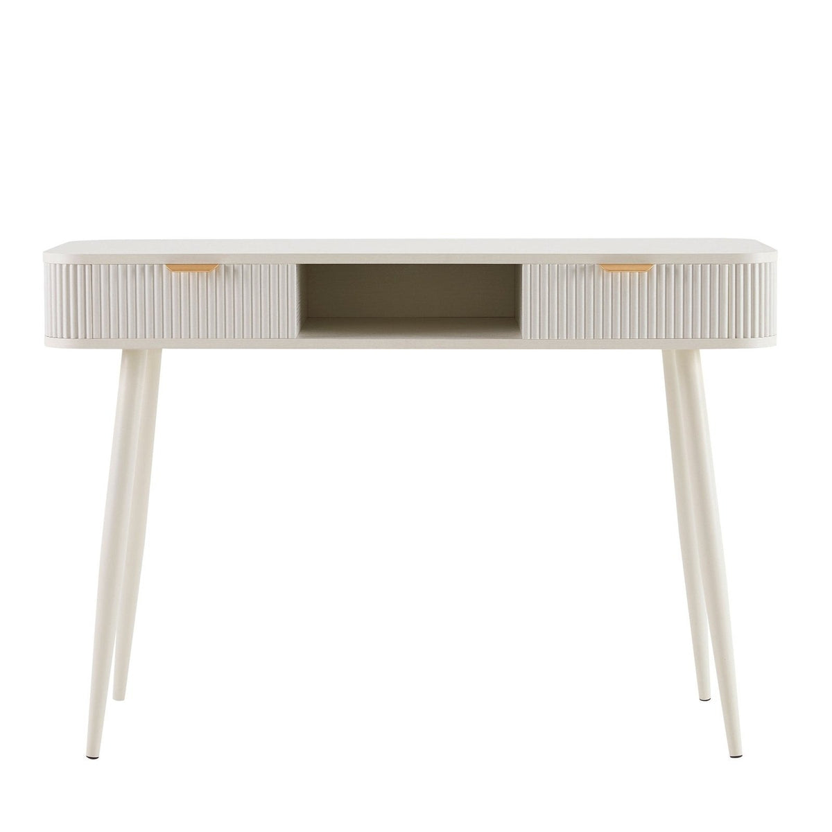 Hattie Storage Dressing Table Console - Warm White – Black & Feather