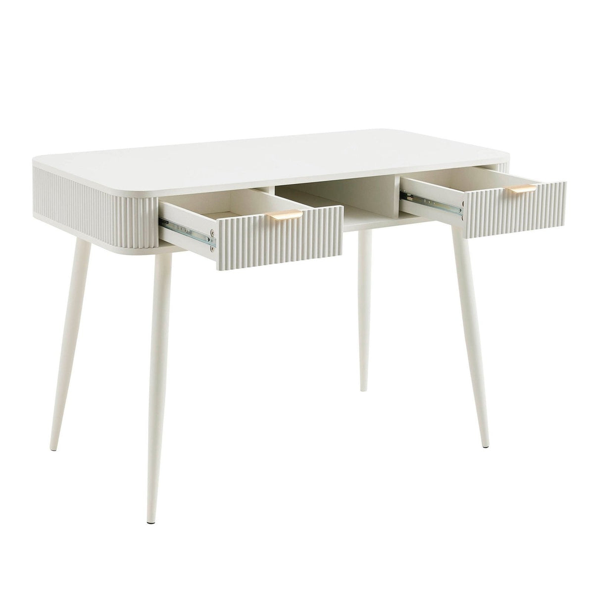 Hattie Storage Dressing Table Console - Warm White – Black & Feather