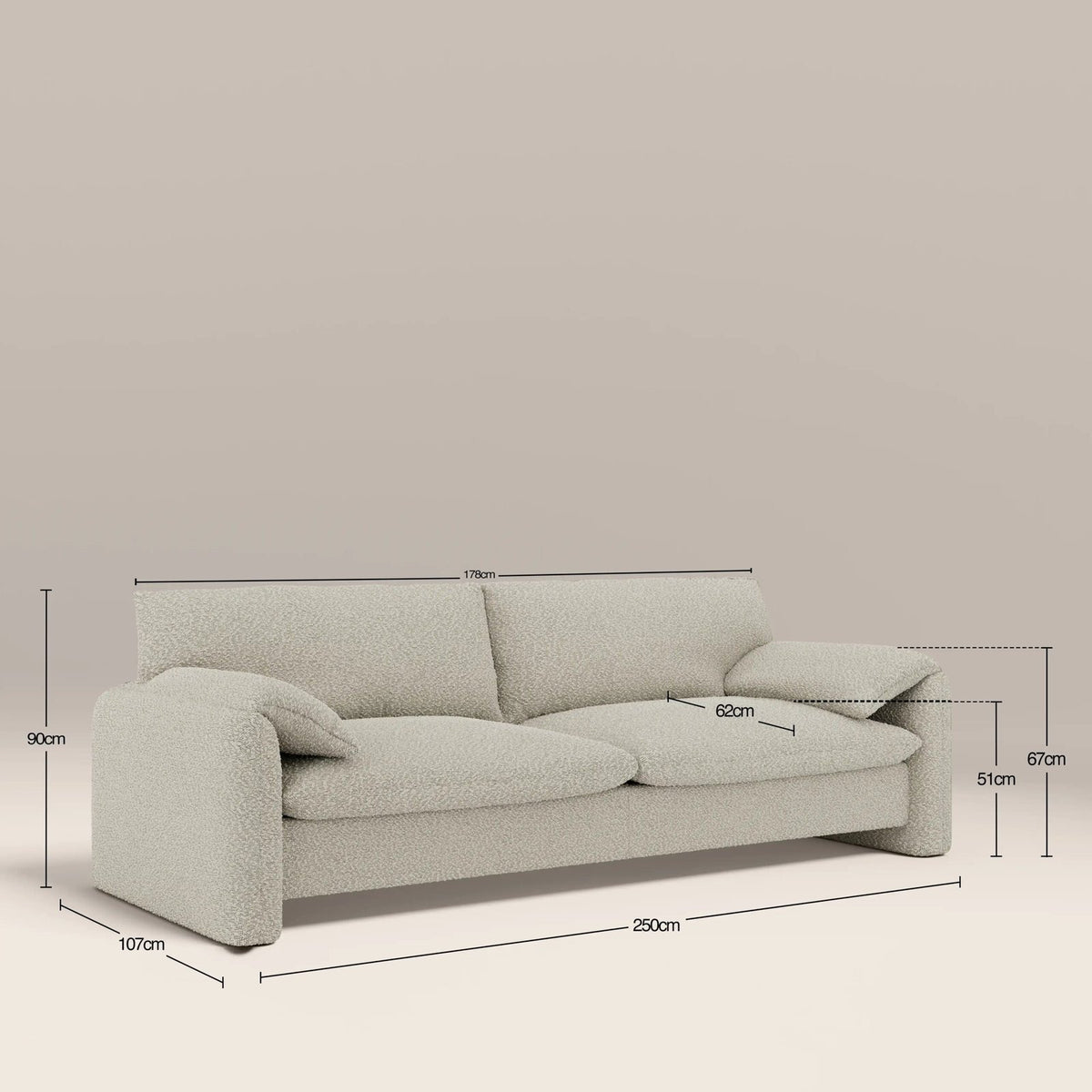 Haven 3 Seater Sofa | Speckled Stone Sustainable Boucle – Laura Ashley