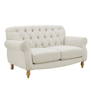 Hebden 2 Seater Black & Feather Sofa - Cream Linen