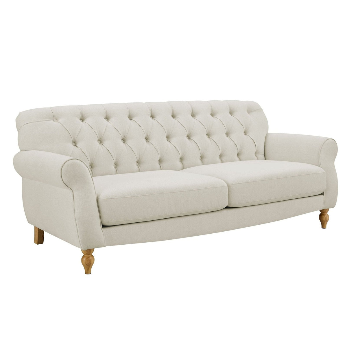 Hebden 3 Seater Black & Feather Sofa - Cream Linen