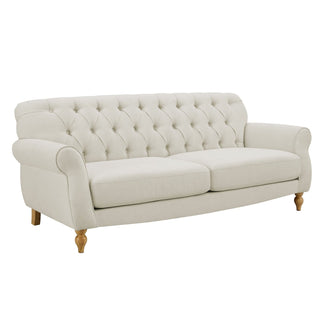 Hebden 3 Seater Black & Feather Sofa - Cream Linen