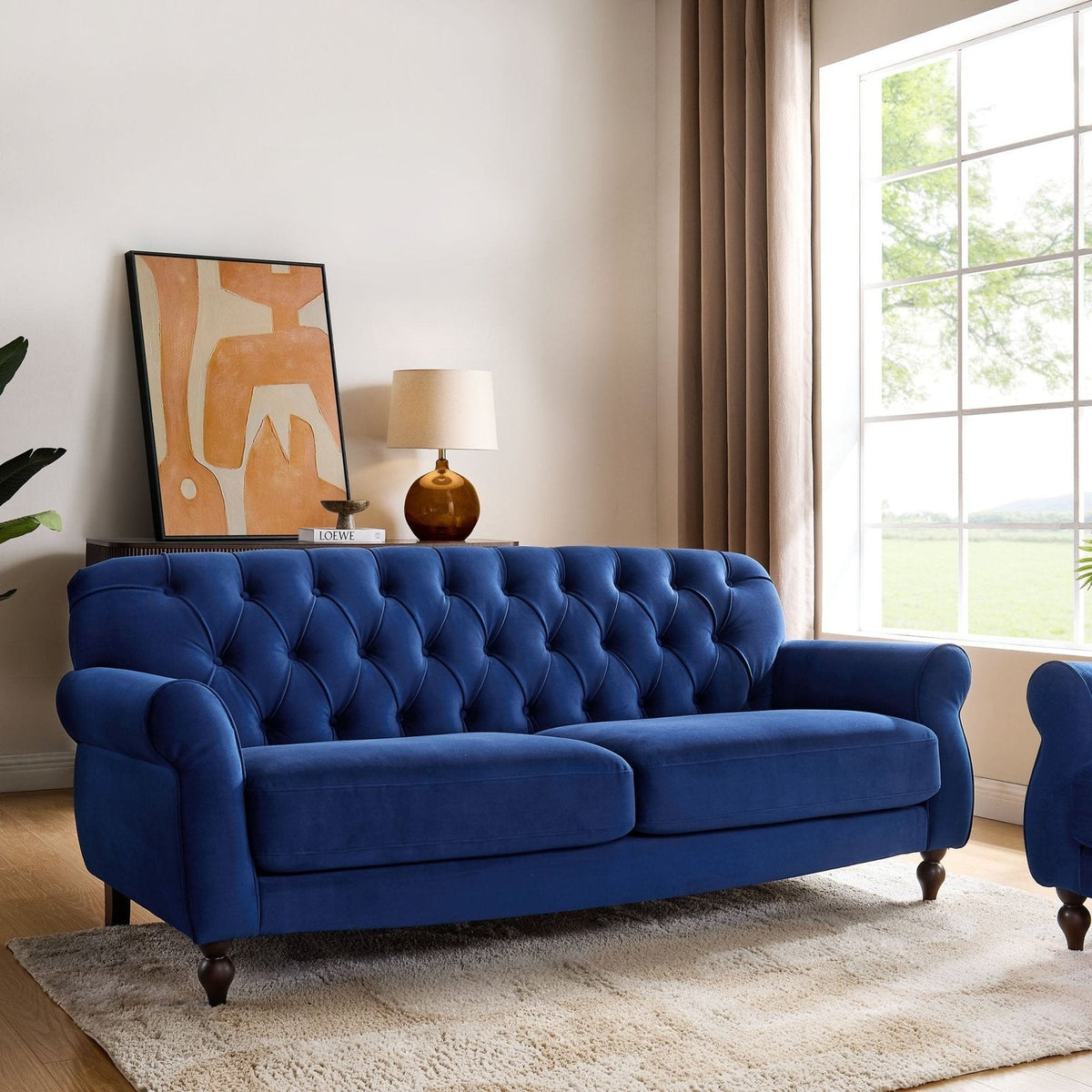Hebden 3 Seater Sofa - Royal Blue – Black & Feather