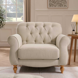 Hebden Armchair - Cream Linen – Black & Feather