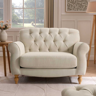 Hebden Loveseat Feather & Black - Cream Linen