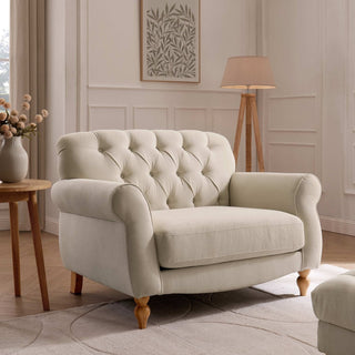 Hebden Loveseat Feather & Black - Cream Linen
