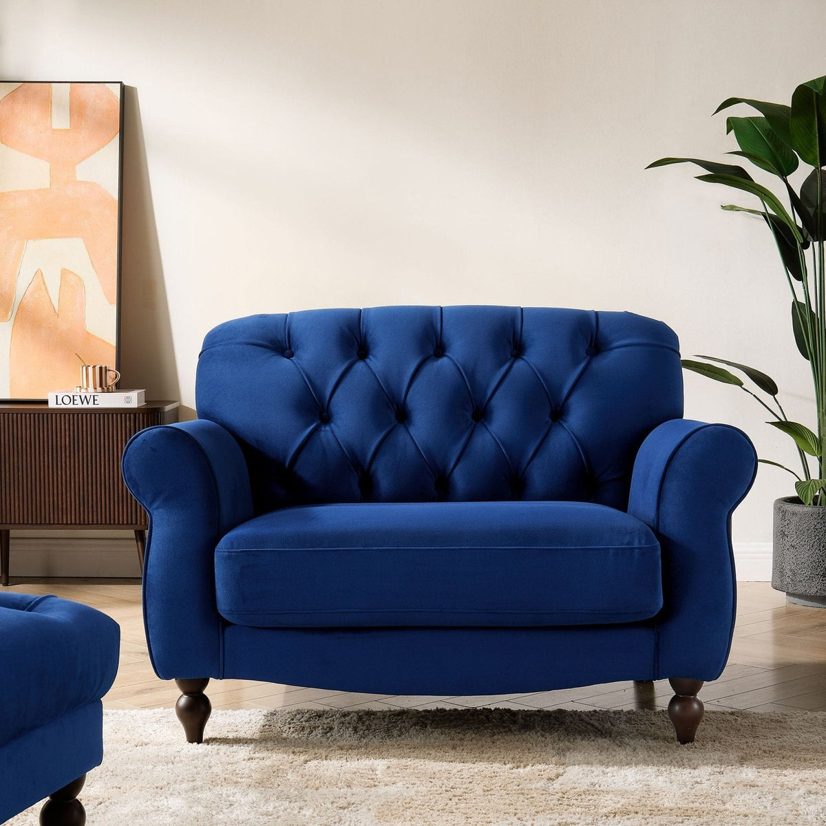 Hebden Loveseat Feather & Black - Royal Blue