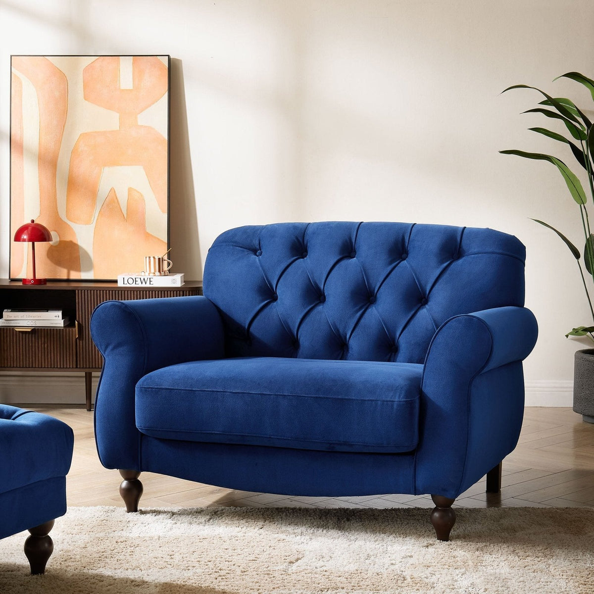 Hebden Loveseat Feather & Black - Royal Blue