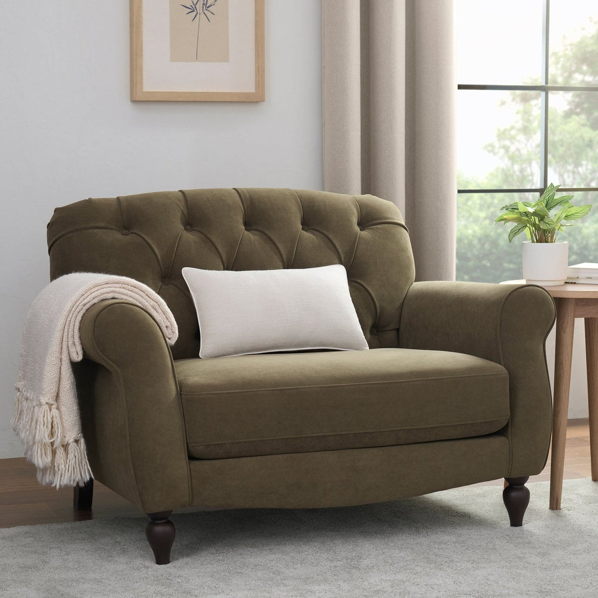 Hebden Loveseat - Olive Green – Black & Feather