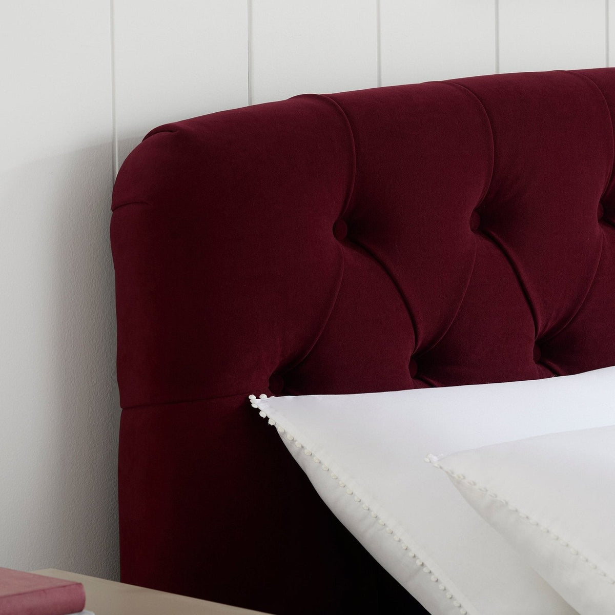Hebden Ottoman Storage Feather & Black Bed - Berry
