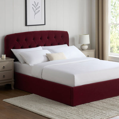 Hebden Ottoman Storage Feather & Black Bed - Berry