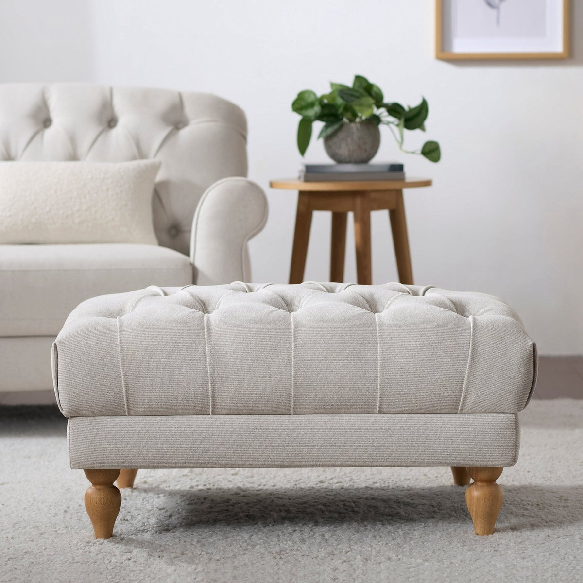 Hebden Pouffe Feather & Black - Natural Stripe