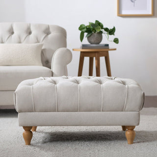Hebden Pouffe Feather & Black - Natural Stripe