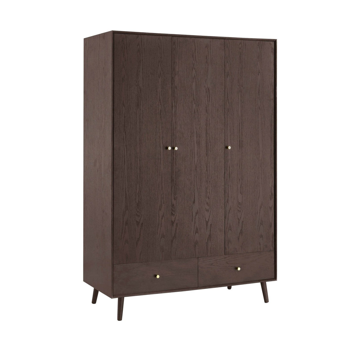 Heidi Oak 3 Door Wardrobe with Drawers - Walnut – Feather & Black