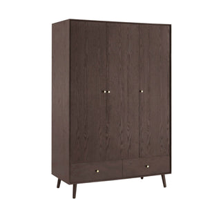 Heidi Oak 3 Door Wardrobe with Drawers - Walnut – Feather & Black