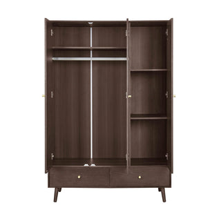 Heidi Oak 3 Door Wardrobe with Drawers - Walnut – Feather & Black