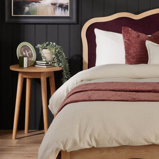 Heidi Solid Oak Round Black & Feather Side Table - Light Wood