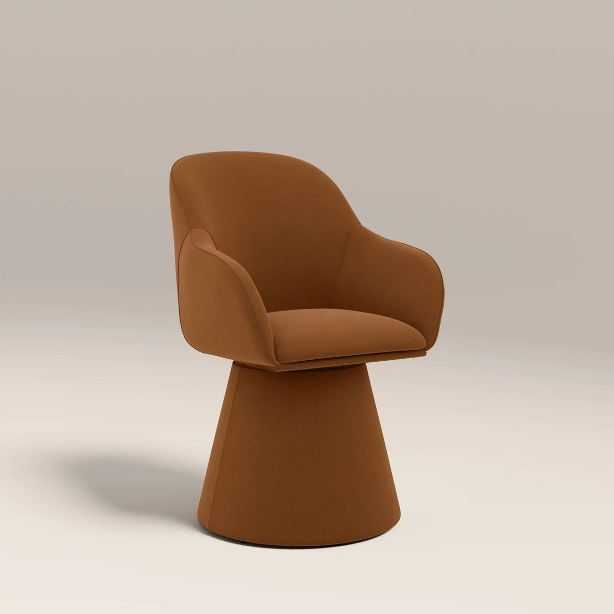 Herman Swivel Carver Dining Chair | Caramel Brown Sustainable Mohair Velvet – Laura Ashley UK