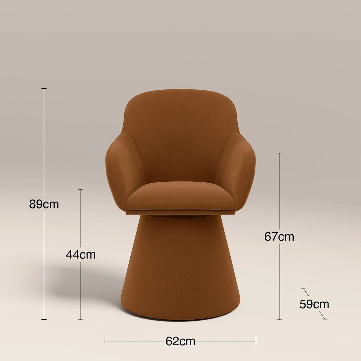 Herman Swivel Carver Dining Chair | Caramel Brown Sustainable Mohair Velvet – Laura Ashley UK