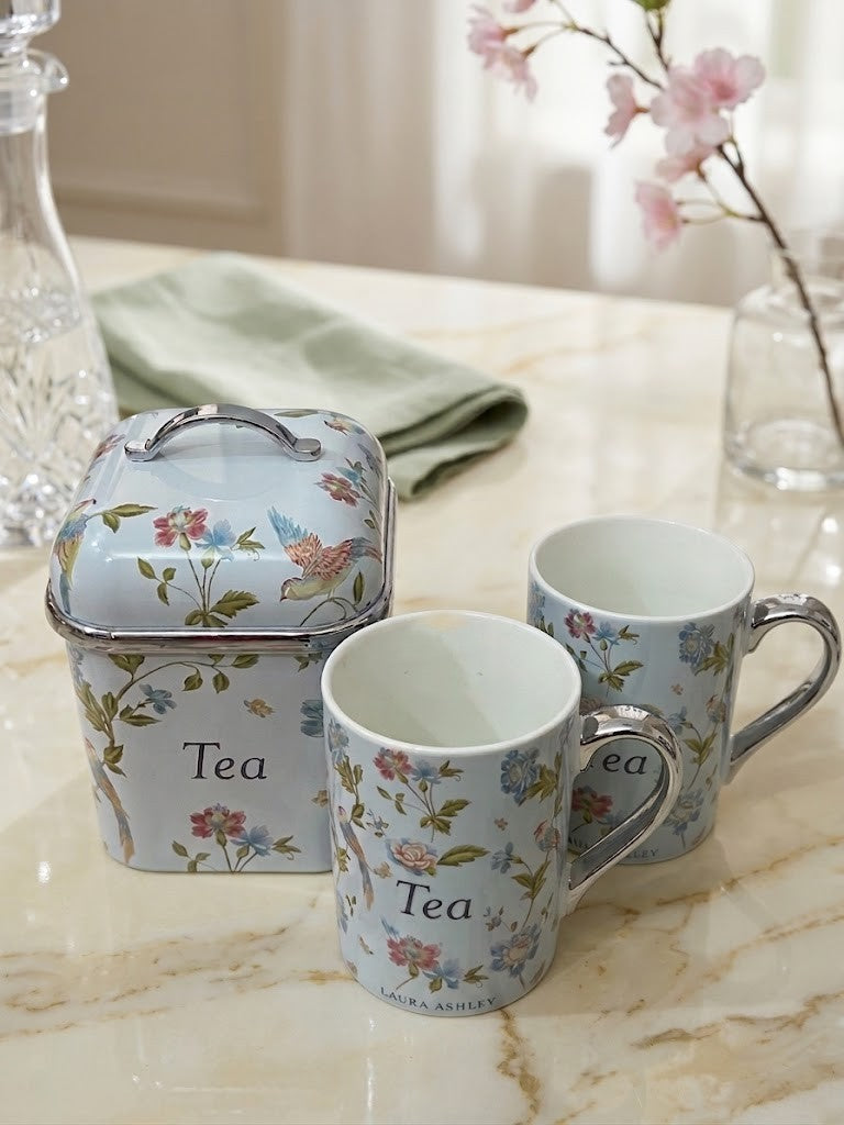 Laura Ashley British Bloom Mugs (Silver Handles)