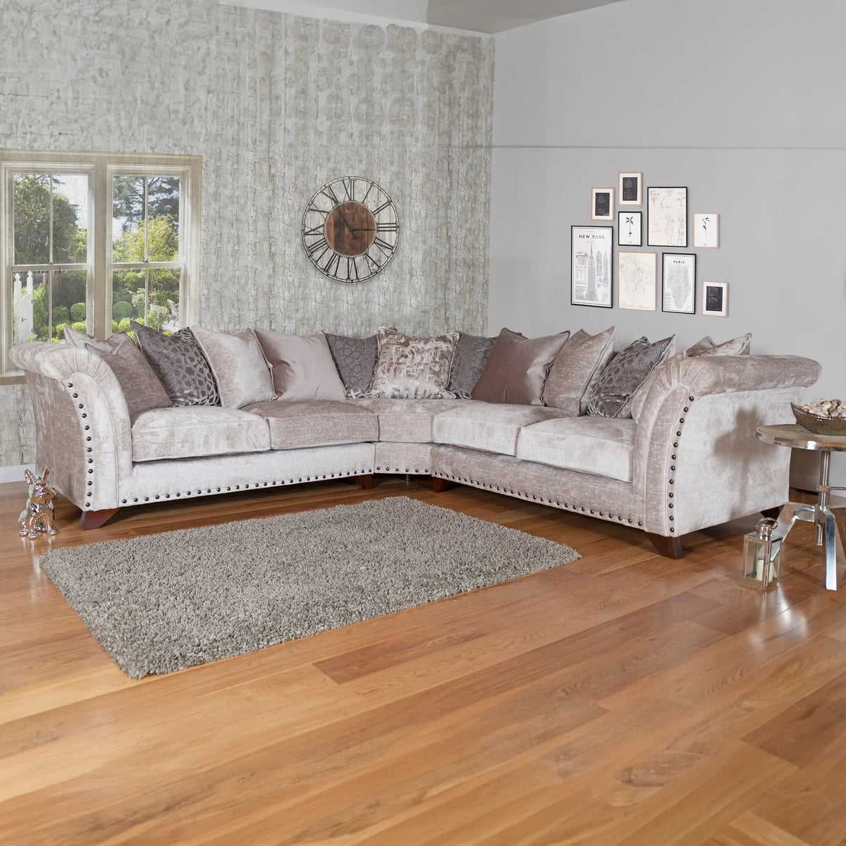 Holly Fabric Pillow Back Corner LauraAshley Sofa With Studs - 1C1