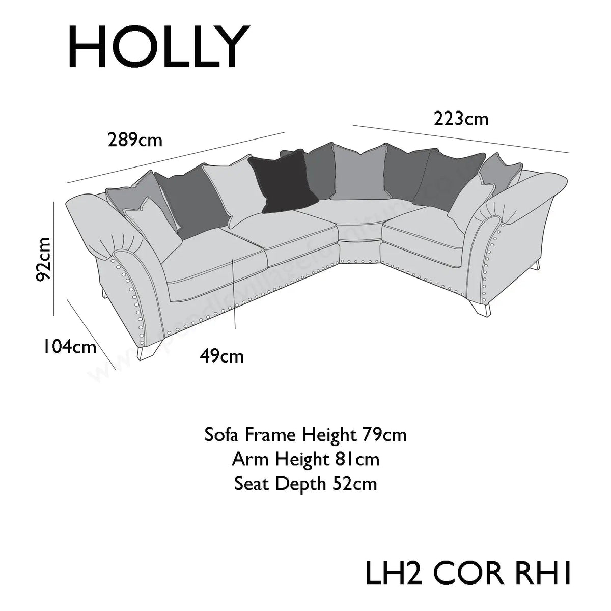 Holly Fabric Pillow Back Corner LauraAshley Sofa With Studs - 1C1