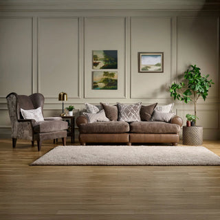 Horatio Brown Leather & Pablo Mole Fabric Sofa – Laura Ashley