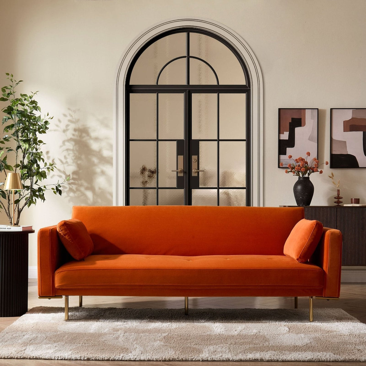 Hudson Click Clack Sofa Bed - Bright Orange – Feather & Black