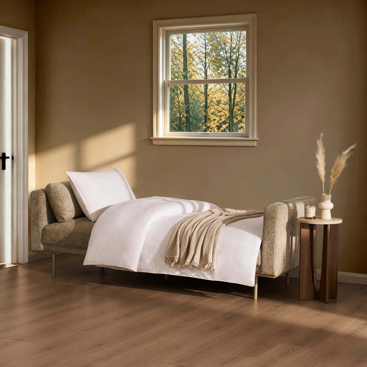 Hudson Click Clack Sofa Bed - Textured Mushroom – Feather & Black