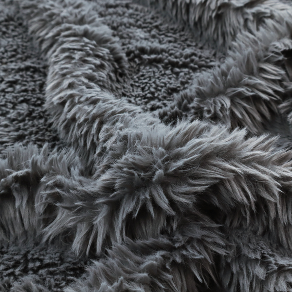Husky Faux Fur Dark Laura Ashley Grey Colour Upholstery Fabric CTR-1180