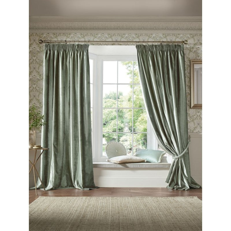 Laura Ashley Loretta Velvet Pale Truffle Curtains