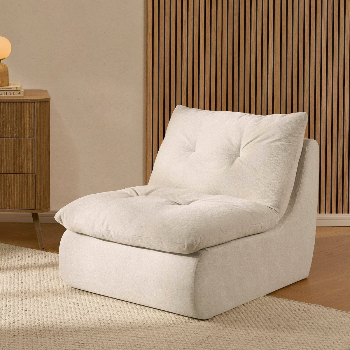 Immy Relaxed Accent Chair - Chenille Ivory – Feather & Black