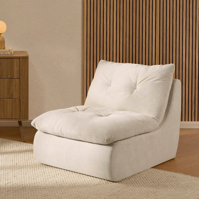 Immy Relaxed Accent Chair - Chenille Ivory – Feather & Black