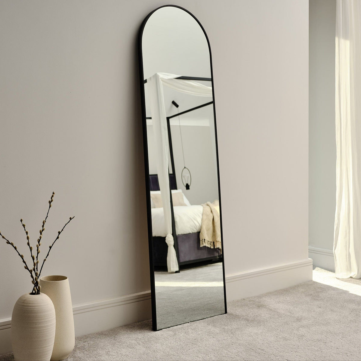 Ingham 170x50cm Full Length Laura Ashley Arch Mirror - Black