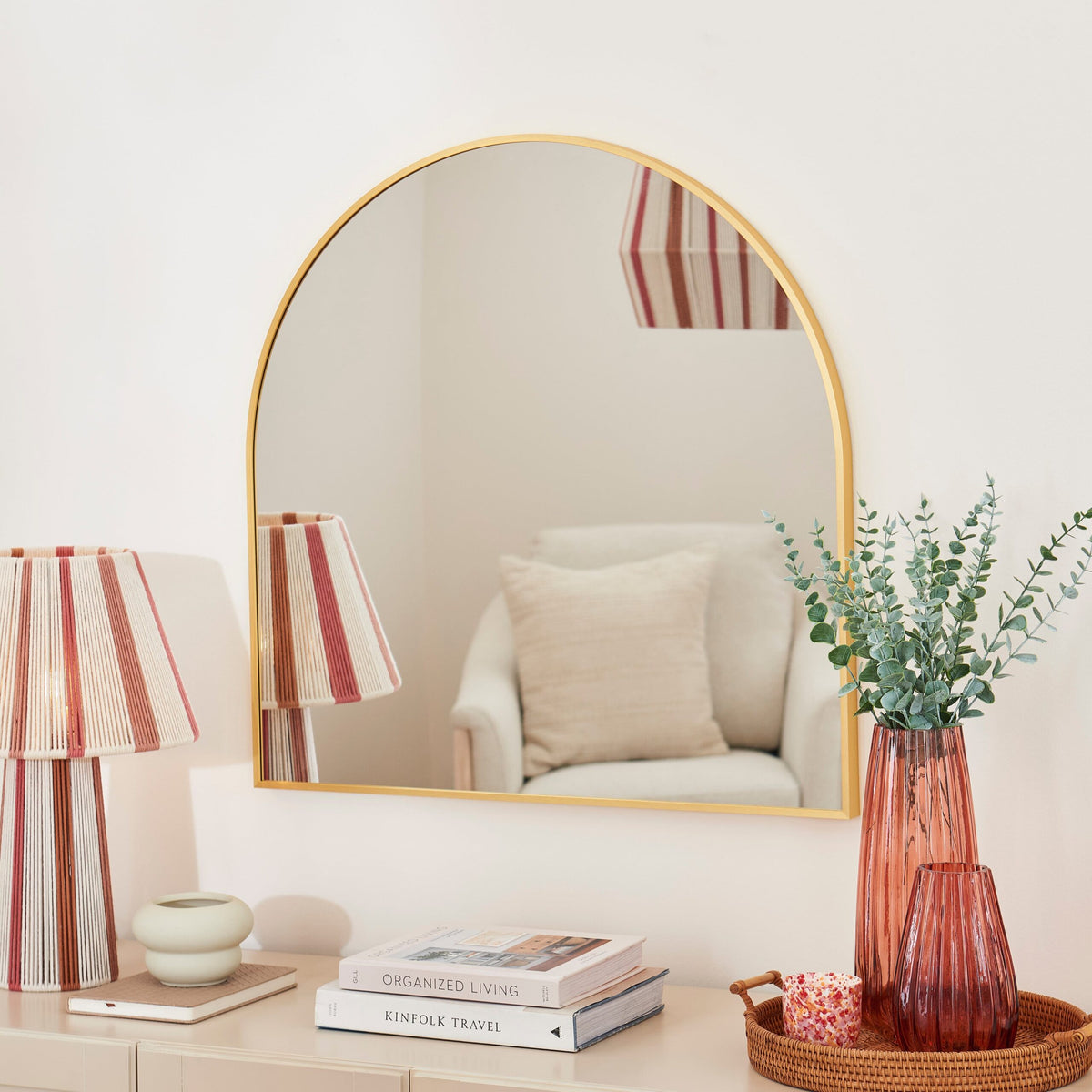 Ingham 70x70cm Metal Laura Ashley Arch Mirror - Gold